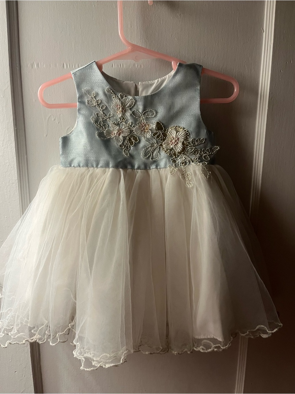 Bonnie Baby Blue and Cream Floral Tulle Party Dress
